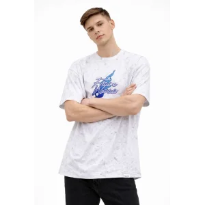 Erkek Asit Yıkamalı Oversize Tişört Bisiklet Yaka Kısa Kol T-shirt - Beyaz