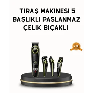 Erkek Bakım Seti 5’i 1 Arada Şarjlı Paslanmaz Çelik Başlıklı