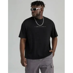Erkek Baskılı T-Shirt Kısa Kol Bisiklet Yaka Regular Fit Rahat Kalıp Tişört - Siyah