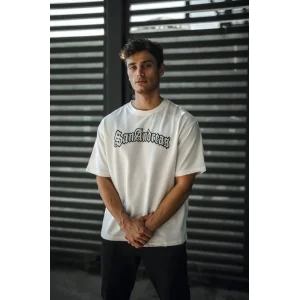 Erkek Kısa Kol Yazlık Tişört Bisiklet Yaka Baskılı Oversize T-Shirt - Beyaz