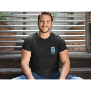 Erkek Tişort  Bisiklet Yaka Baskılı Kısa kol T-Shirt - Siyah