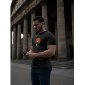 Erkek Kısa Kol Yazlık Tişört Bisiklet Yaka Baskılı Oversize T-Shirt - Siyah