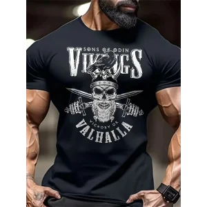 Erkek Ön ve Arka Baskılı T-Shirt Kısa Kol Bisiklet Yaka Regular Fit Tişört - Siyah