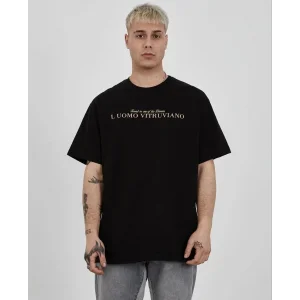 ERKEK Bisiklet Yaka Tişort Baskılı Oversize kısa kol T-Shirt - Siyah
