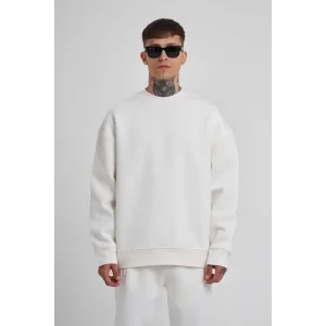 ERKEK Bisikilet Yaka 3 plik Pamuklu SweatShirt - Beyaz