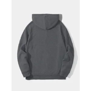 Erkek Düz Kapüşonlu Sweat - Füme