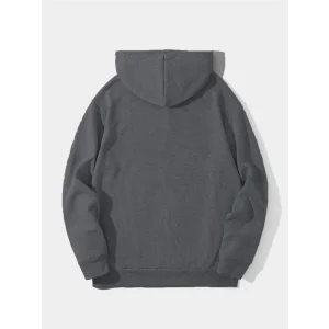Erkek 3 İplik Pamuklu Kapüşonlu Kanguru Cepli Sweatshirt Hoodie -  Füme