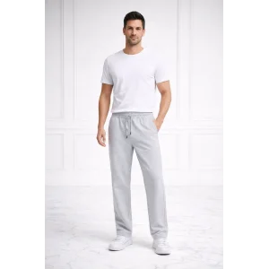 Erkek Düz Paça Beli Lastikli Eşofman Alt Pantolon - Gri