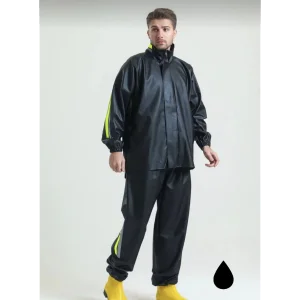 Erkek Motorcu Kurye Su Gecirmez Yağmurluk Takım - Siyah