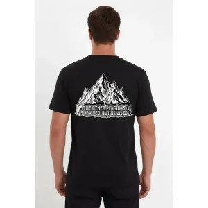 Erkek T-Shirt Nihilist Penguen Baskılı Bisiklet Yaka Kısa kol yazlık Tişört - Siyah