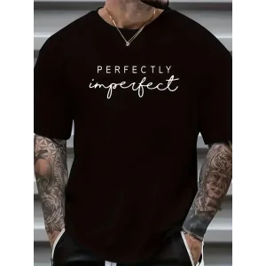 Erkek PERFECTLY Baskılı Tişört Bisiklet yaka yazlık Kısa Kol t-shirt - Siyah