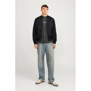 Erkek Siyah Bomber Mont Fermuarlı Cepli Kapitone Astarlı Ceket - Siyah