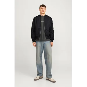 Erkek Siyah Bomber Mont Fermuarlı Cepli Kapitone Astarlı Ceket Kış Kullanıma Uygun - Siyah