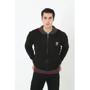 Erkek Tam Fermuarlı Triko Hırka - Siyah