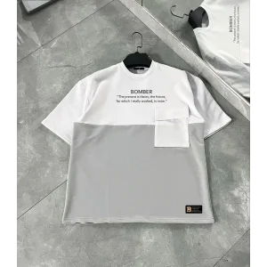 ERKEK Tişört Torba Cepli Parçalı Kısa Kol T-Shirt - Gri