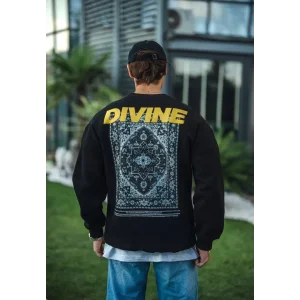 Erkek 3 iplik pamuklu Kışlık Bisiklet Yaka Baskılı SweatShirt - Siyah