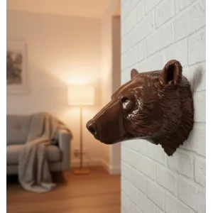 Ev ve Ofis İçin Dekoratif Ayı Başı Heykel Hediyelik Duvar Aksesuarı