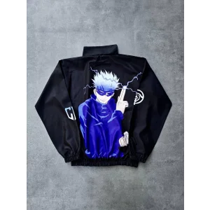 Fermuarlı Dijital Baskılı Rüzgarlık - Siyah