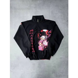 Fermuarlı Dijital Baskılı Rüzgarlık - Siyah