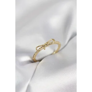Fiyonk Model Zirkon Taşlı Gold Renk Kadın Yüzük