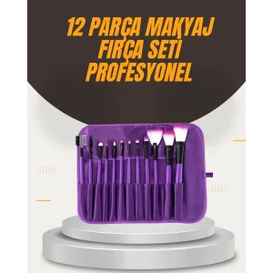 Fondöten, Allık ve Far Uygulamalarına Uygun 12 Parça Makyaj Fırça Takımı Ergonomik Saplı