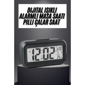 Gece Dijital Masa Saati Dijital Alarmlı Led Ekran Pilli Çalar Saat