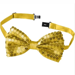 Gece Işıltısı Altın Payetli Pullu Papyon 7x2 cm