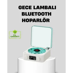 Gece Lambası Stereo Bluetooth Hoparlör Dijital Saatli Vintage Tasarım Çok Fonksiyonlu