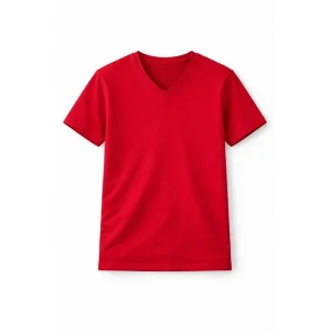 Genç Kız Çocuk V Yaka Tişört Model - Kırmızı