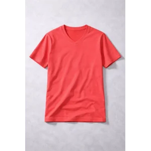 Genç Kız Çocuk V Yaka Tişört Model - Nar Çiçeği