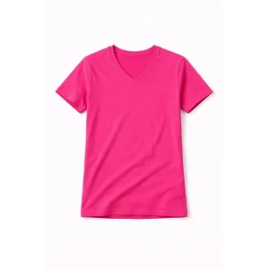 Genç Kız Çocuk V Yaka Tişört Model - Pembe