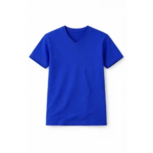 Genç Kız Çocuk V Yaka Tişört Model - Saks Mavisi