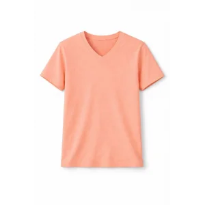 Genç Kız Çocuk V Yaka Tişört Yazlık Model Günlük Basic Body - Toz Pembe