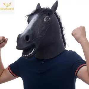 Gerçekçi At Kafası Maskesi Siyah Renk