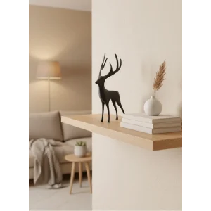 Geyik Figürü Gri Modern Salon ve Raf Dekoru