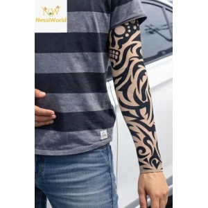 Giyilebilir Kol Dövmesi Çorap Dövme 3D Baskılı Kol Bacak Dövme 2 Adet Model 9