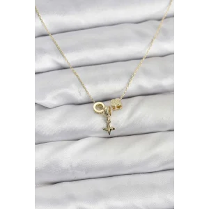 Gold Renk Pirinç Minimal Charmlı Kadın Kolye