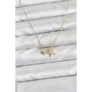 Gold Renk Pirinç Minimal Yıldız Model Kadın Kolye