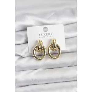 Gold Renk Pirinç Vintage Kadın Küpe