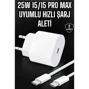 Güç Adaptörü ve Kablosu Şarj Aleti 15/15 Pro Max Uyumlu Hızlı Şarj