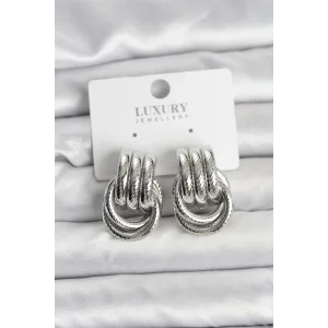 Gümüş Renk Halka Modelli Pirinç Kadın Küpe