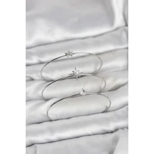 Gümüş Renk Kutup Yıldızı Model Zirkon Taşlı 3lü Kadın Bileklik Kombini