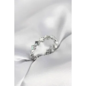 Gümüş Renk Sedefli Yonca Model Kadın Yüzük