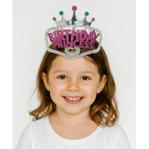 Gümüş Renk Taç Üzeri Pembe Birthday Prenses Yazılı Çocuk Parti Tacı 11x12 Cm