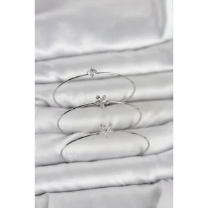 Gümüş Renk Zirkon Taşlı Pirinç 3lü Kadın Bileklik Kombini