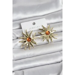 Güneş Model Gold Renk Pirinç Kadın Küpe