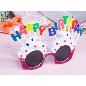 Happy Birthday Beyaz Fuşya Parti Gözlüğü