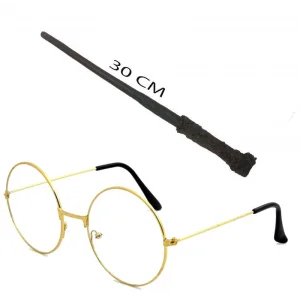 Harry Potter Asası 30 Cm Ve Metal Harry Potter Gözlüğü