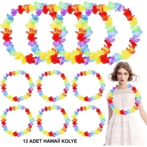 Hawaii Çiçekli Boyun Kolyesi 12 Adet