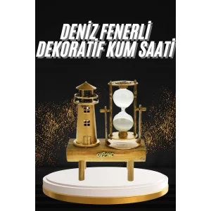 Hediyelik Eşya Retro Deniz Fenerli Kum Saati Ahşap Görünümlü Dekoratif Eşya